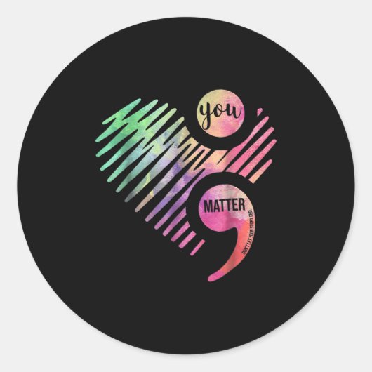 You Don't Let Your Story End Semicolon  Ronde Sticker (Voorkant)