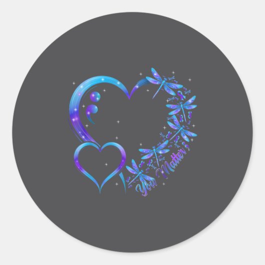 You Dragonfly Suicide Prevention Awareness Men Wom Ronde Sticker (Voorkant)