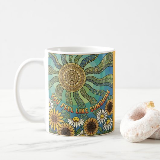 You Feel Like Sunshine Photo Coffee Mug Koffiemok (Met donut)
