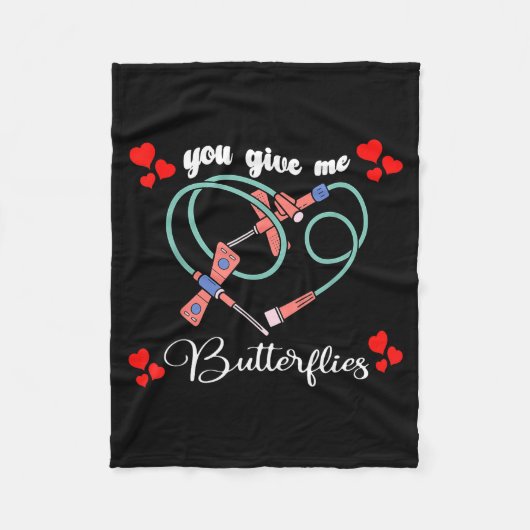 You Give Me Butterflies Phlebotomist Pbt Valentine Fleece Deken (Voorkant)