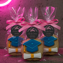 You Glow Girl Afstudeerder Roze Neon Script Afstud Ronde Sticker