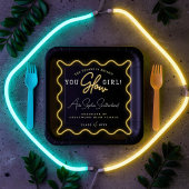 You Glow Girl Retro Wavy Yellow Neon Afstuderen Papieren Bordje