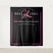 You Glow Girl Script Pink Neon Afstudeerfeest Wandkleed (Voorkant)