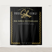 You Glow Girl Script Yellow Neon Afstudeerfeest Wandkleed (Voorkant)