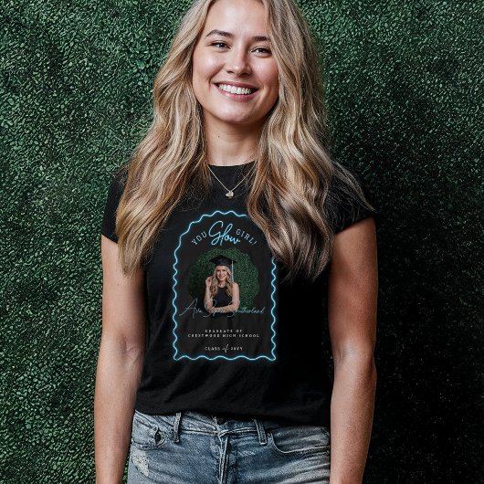 You Glow Girl Wavy Blue Neon Afstuderen Foto Tri-Blend Shirt