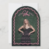 You Glow Girl Wavy Pink Neon Afstuderen Foto Kaart (Voorkant)