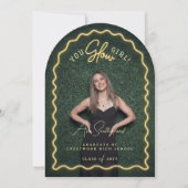 You Glow Girl Wavy Yellow Neon Afstuderen Foto Kaart (Voorkant)