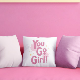 You Go Girl | Inspirerende Roze Kussen