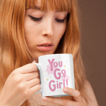 You Go Girl Roze Mok | Inspirerende Koffiekop