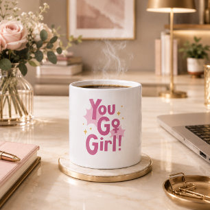 You Go Girl Roze Mok Inspirerende Koffiekop