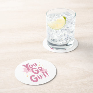You Go Girl | Roze Motiverende Onderzetter van Pap
