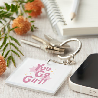 You Go Girl | Roze Motiverende Sleutelhanger