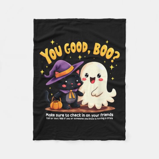 You Good, Boo_ Suicide Prevention Halloween Mental Fleece Deken (Voorkant)