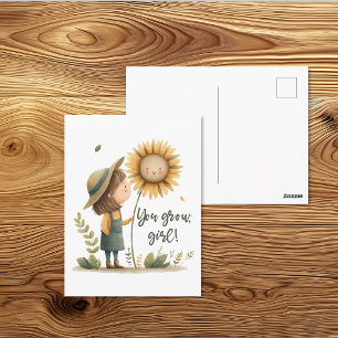 You Grow Girl Cottagecore Zonnebloem Ansichtkaart Briefkaart