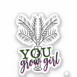 You Grow Girl Hand Getekende Palmboom Doodle Sticker