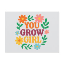 You Grow Girl – Heldere Bloemen Inspirerende Kaart