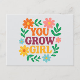 You Grow Girl – Heldere Bloemen Inspirerende Kaart