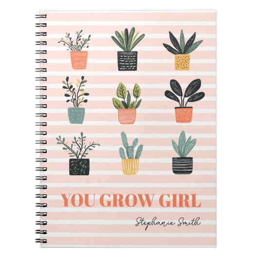 You Grow Girl - Vrouwelijk Schattige Plant Motivat Notitieboek (Voorkant)