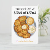 You Had Me at 8 Days of Latkes Funny Hanukkah Feestdagenkaart (Staand voorkant)