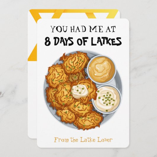 You Had Me at 8 Days of Latkes Funny Hanukkah Feestdagenkaart (Voorkant / Achterkant)