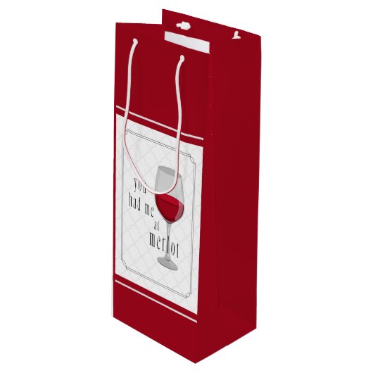 You Had Me at Merlot Gift Bag Wijn Cadeautas (Voorkant Gekanteld)