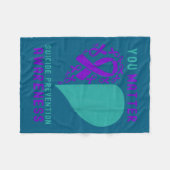 You - Heart &amp; Ribbon Design Suicide Prevention Fleece Deken (Voorkant (Horizontaal))