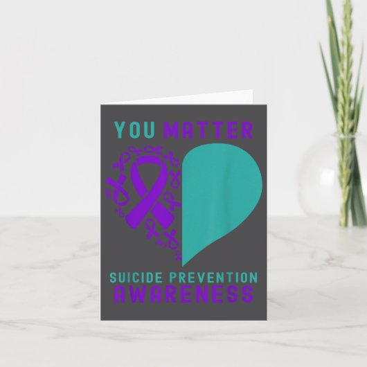 You - Heart &amp; Ribbon Design Suicide Prevention Kaart (Voorkant)