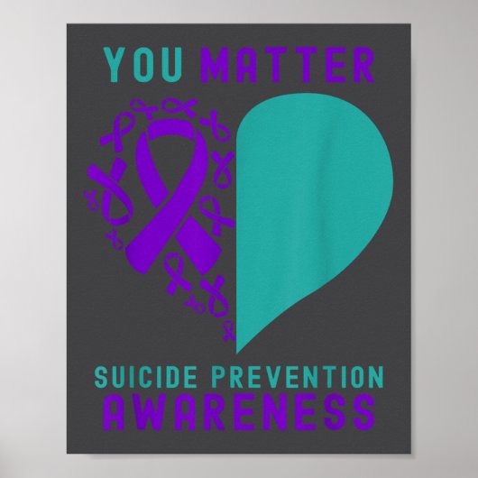 You - Heart & Ribbon Design Suicide Prevention Poster (Voorkant)
