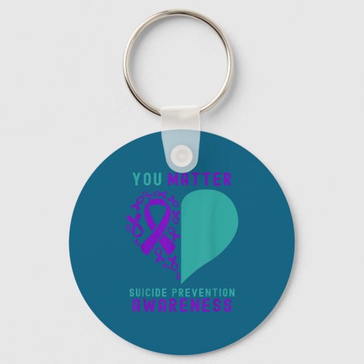 You - Heart &amp; Ribbon Design Suicide Prevention Sleutelhanger (Voorkant)