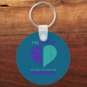 You - Heart &amp; Ribbon Design Suicide Prevention Sleutelhanger (Voorkant)