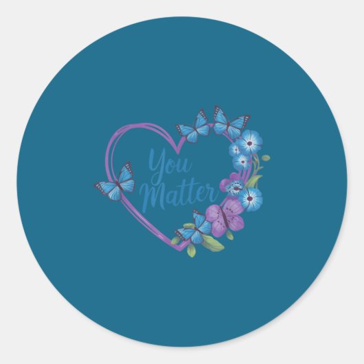 You Heart Suicide Prevention Awareness Ronde Sticker (Voorkant)