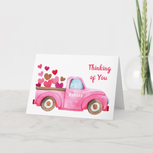 You Hearts in Truck Personalized Pink Kaart (Voorkant)