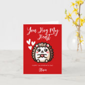 You Hog My Hart | Egel Valentijnsdag Grappig Kaart (Gele Bloem)