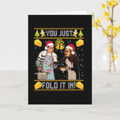 You Just Fold It In Christmas Xmas Pajamas Christm Kaart (Gele Bloem)