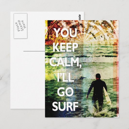 You Keep Calm, I'll Go Surf Postcard Briefkaart (Voorkant / Achterkant)