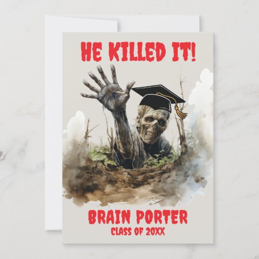 You Killed It Zombie Wake the Dead Graduation Kaart (Voorkant)