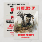 You Killed It Zombie Wake the Dead Graduation Kaart (Voorkant / Achterkant)