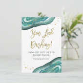 You Look Dashing | Teal Geode en Gouden Trouw Kaart (Staand voorkant)