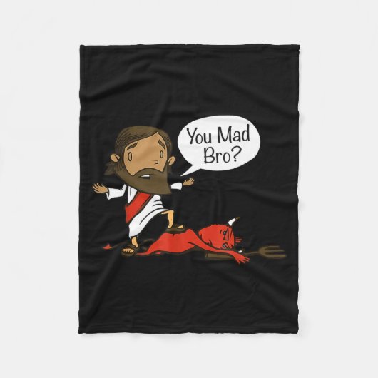 You Mad Bro - Funny Christian Jesus And Devil  Fleece Deken (Voorkant)