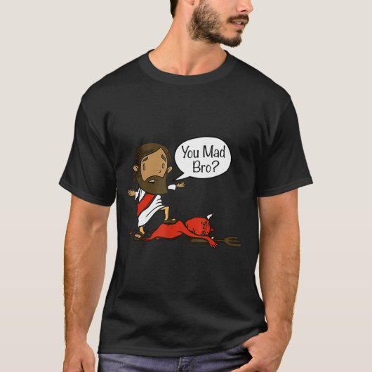 You Mad Bro - Funny Christian Jesus And Devil  T-shirt (Voorkant)