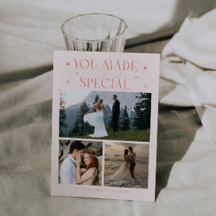You Made It Special Trouwfoto Perzik Bedankkaart