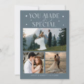 You Made It Special Wedding Photo Slate Blue Bedankkaart (Voorkant)
