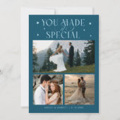 You Made It Special Wedding Photo Teal Bedankkaart (Voorkant)