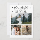 You Made It Special Wedding Photo White Bedankkaart (Voorkant)