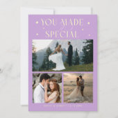 You Made It Special Wedding Photo Wisteria Bedankkaart (Voorkant)