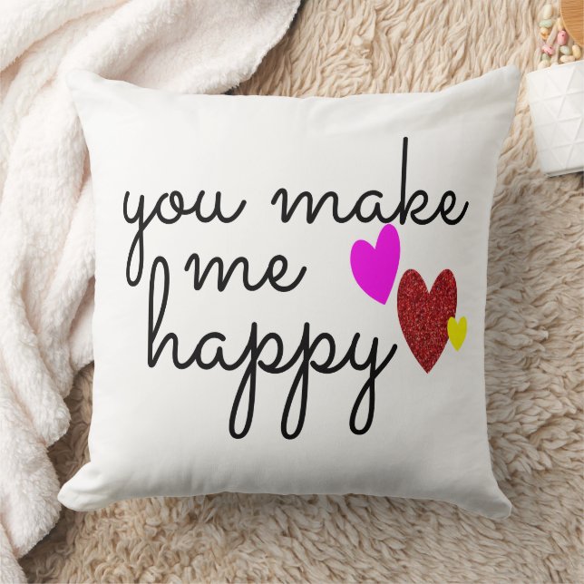 You Make Me Happy Lovers Citaten & Gezegden Kussen (Deken)