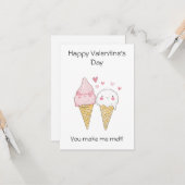 "You Make Me Melt!" – Schattige en puntig ijs Kaart (Voorkant / Achterkant in situ)