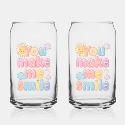 "You Make Me Smile" with Sun and Clouds Blikvorm Glas (Achterkant)