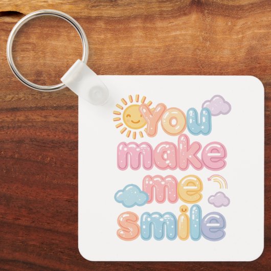 "You Make Me Smile" with Sun and Clouds Sleutelhanger (Voorkant)