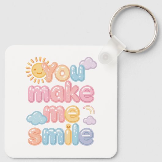 "You Make Me Smile" with Sun and Clouds Sleutelhanger (Achterkant)